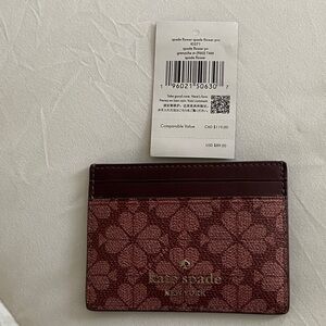 Kate Spade Floral Pattern Card Holder in Burgundy